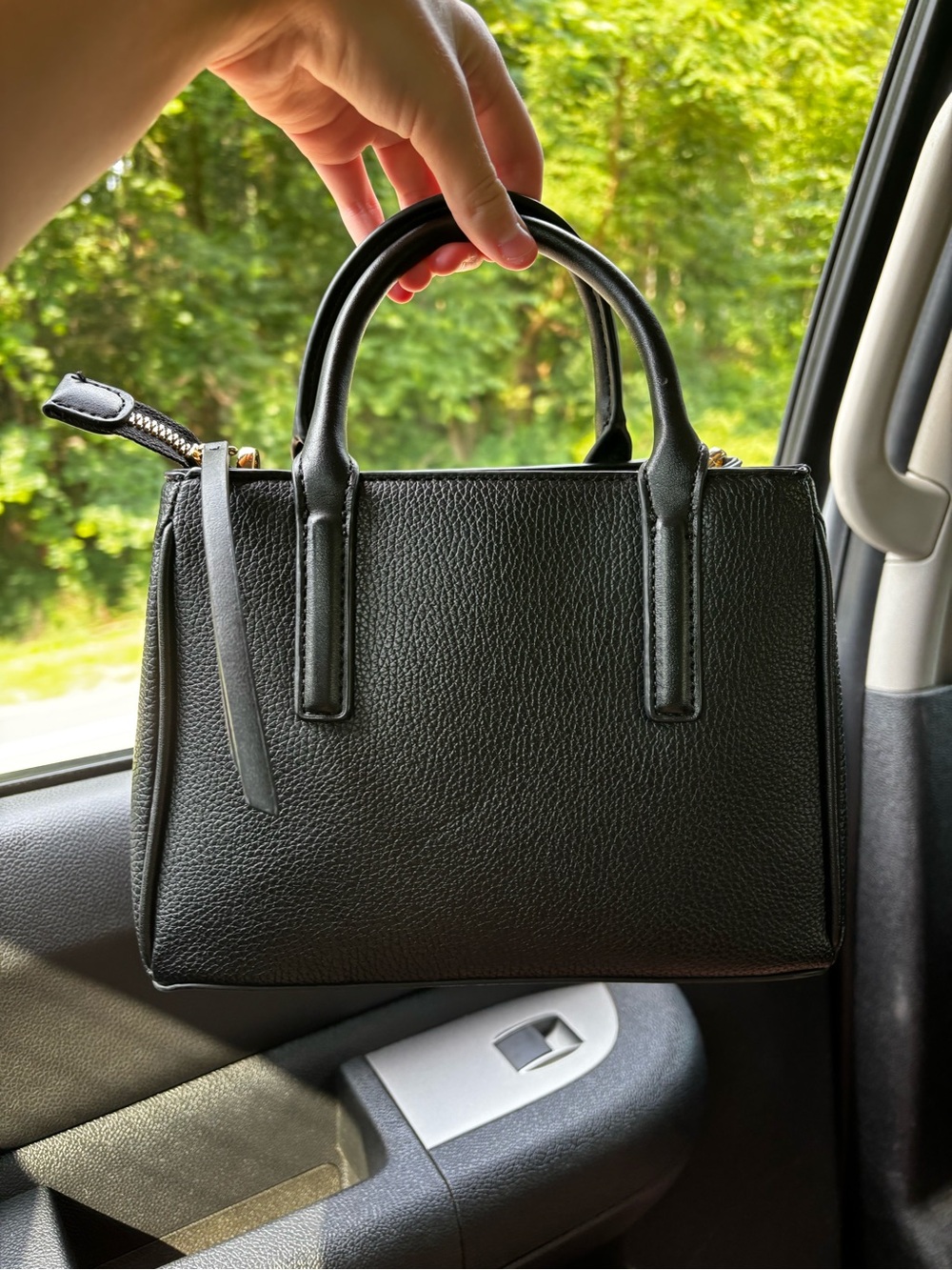 Nine West Black Pebbled Leather Mini Satchel with Gold Accent🖤 - Picture 2 of 5